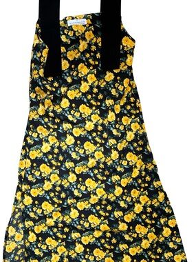 One of a Kind Stylenanda Yellow-Black Midi Dress with Wide Straps